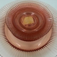  антикварен сервиз чинии розово стъкло 53г, снимка 11 - Антикварни и старинни предмети - 22342884