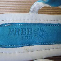 Нови кокетни синьо-бели кожени дамски сандали / летни обувки "Free Sun", естествена кожа, чехли, снимка 14 - Сандали - 18759237