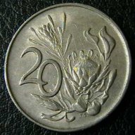 20 цента 1987, Южна Африка, снимка 1 - Нумизматика и бонистика - 9869941