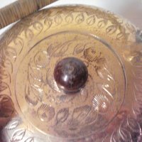 Стар чайник и поднос от месинг, снимка 6 - Антикварни и старинни предмети - 24589866