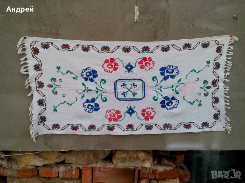 Старинен бродиран ковьор,покривка за стена #5, снимка 1