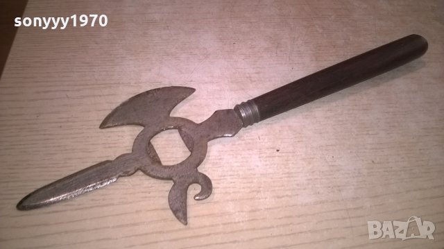 нож-32х11см-интересен метален с дървена дръжка-внос франция, снимка 6 - Колекции - 26193552