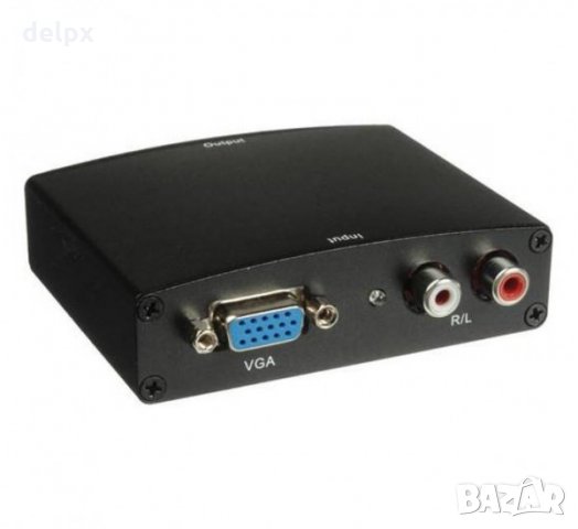 Конвертор, преобразувател вход VGA(ж)+2xRCA(ж) изход HDMI(ж), снимка 2 - Приемници и антени - 24667700