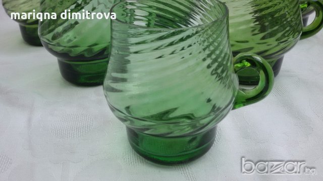 чаши зелено стъкло , снимка 4 - Антикварни и старинни предмети - 18575102