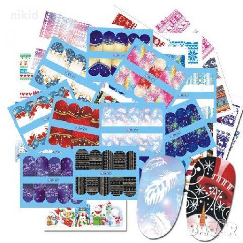 48 микс коледни ваденки слайдери за цял нокът за нокти маникюр 