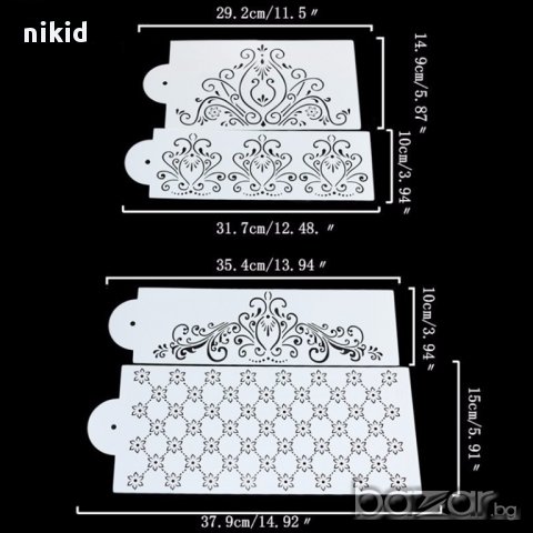 4 бр шаблон стенсил спрей за торта украса кекс декорация с пудра захар, снимка 2 - Други - 17281659