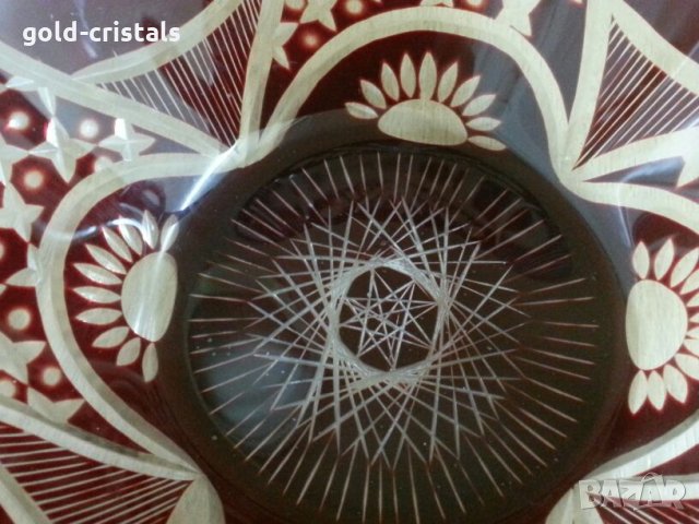  кристална купа цветен червен кристал, снимка 4 - Антикварни и старинни предмети - 25655524