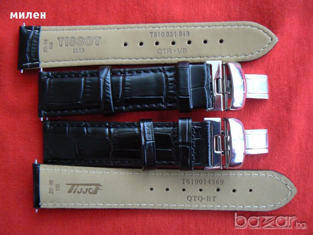 Кожени черни каишки Tissot 20мм., снимка 3 - Каишки за часовници - 17558246