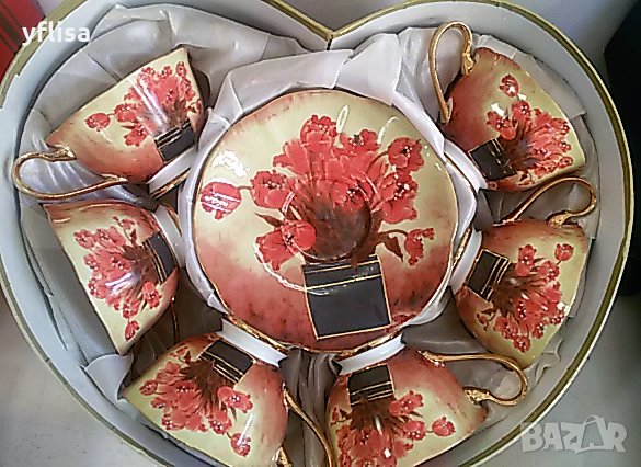 Костен порцелан за кафе и чай с цветя - красиви лалета, снимка 3 - Подаръци за рожден ден - 20880511