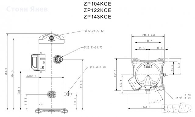 Хладилен компресор Copeland - ZP137KCE-TFD-522, снимка 6 - Компресори - 22868376