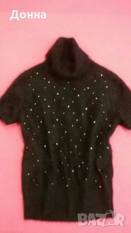 Черна блуза поло от ангора , снимка 2 - Блузи с дълъг ръкав и пуловери - 23210299