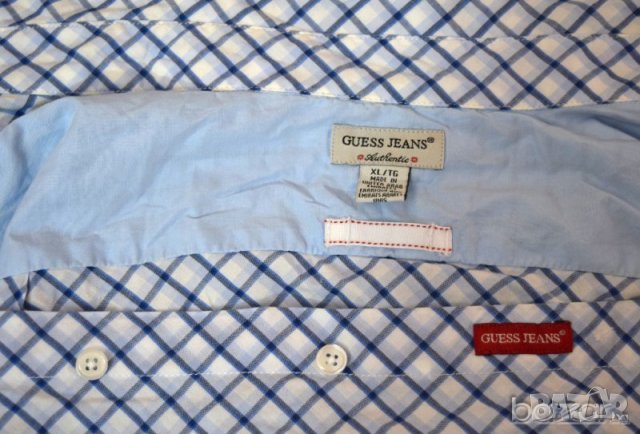 Guess Jeans ® Authentic мъжка карирана риза синьо и бяло, снимка 3 - Ризи - 23460401