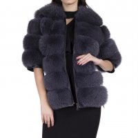 Дамско палто от лисица тъмно сиво, снимка 3 - Палта, манта - 20450314