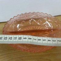 Ретро  солница  розово стъкло, снимка 5 - Антикварни и старинни предмети - 22324298