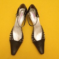 41 San Marina черни луксозни италиански обувки естествена кожа с ток, снимка 12 - Дамски обувки на ток - 20867001