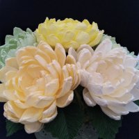 Цветя от хартия-Кълбести хризантеми, снимка 5 - Изкуствени цветя - 24676147