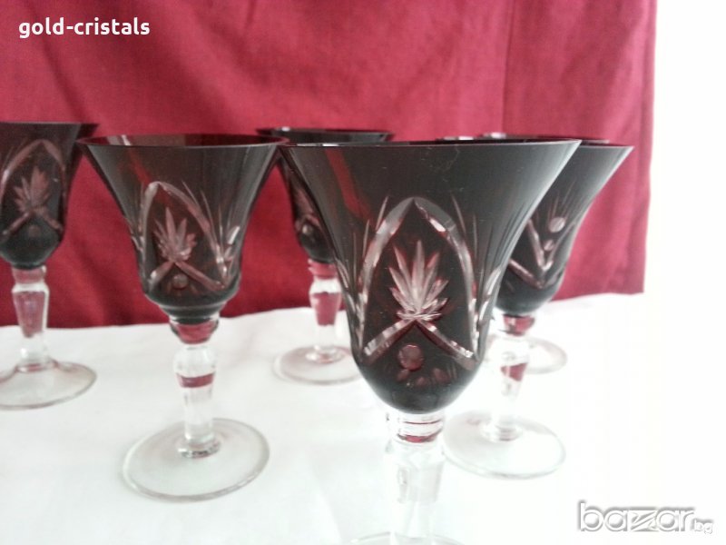 Кристални чаши цветен червен кристал, снимка 1