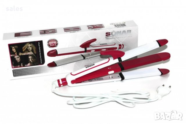 Преса , маша за коса Sonar 3 в 1 SN-710 с функции за къдрене, изправяне и щамповане на вафлички, снимка 1