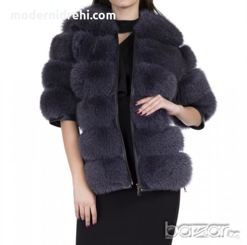 Дамско палто от лисица тъмно сиво, снимка 3 - Палта, манта - 20450314