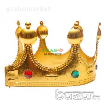 Парти артикул - златиста корона, изработена от PVC материал. Чудесен аксесоар за парти костюм. , снимка 2 - Подаръци за мъже - 16197083