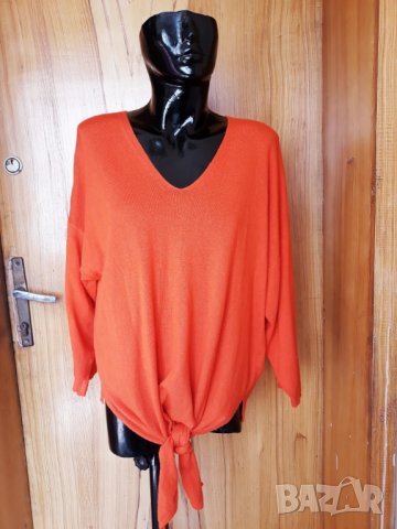 Оранжева блуза плетиво с връзка отпред ХЛ