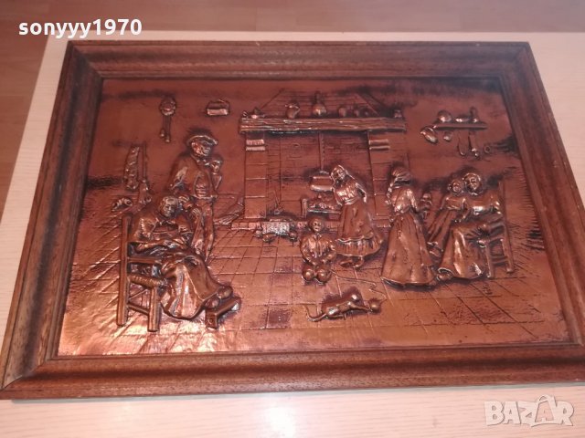 ГОЛЯМА картина-релефна-мед/месинг-73х52см-внос швеицария, снимка 8 - Антикварни и старинни предмети - 21518531