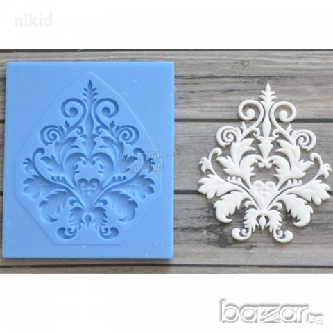 ОР67 Орнамент остър връх завъртулки листа силиконова форма молд украса декор торта фондан шоколад