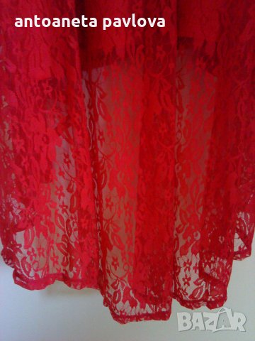 макситуника- рокля дантела в червено, снимка 6 - Рокли - 21628542