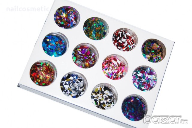 Комплект цветни ромбове микс за маникюр, снимка 4 - Продукти за маникюр - 19219280