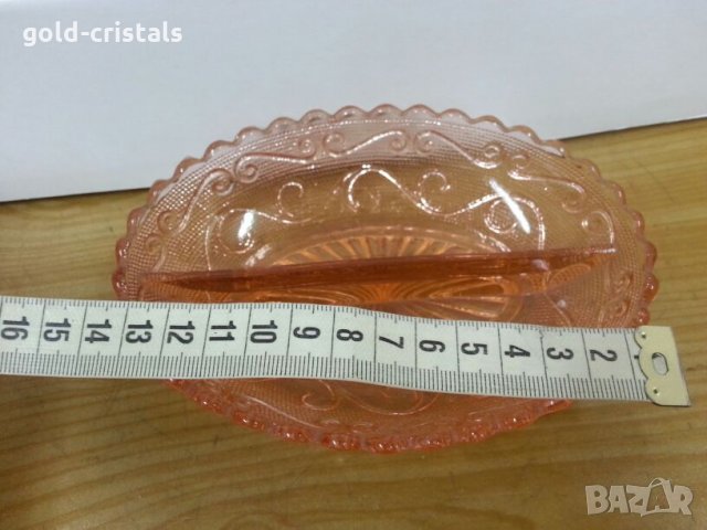 Ретро  солница  розово стъкло, снимка 5 - Антикварни и старинни предмети - 22324298