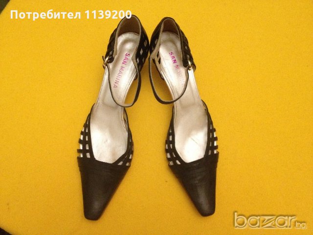41 San Marina черни луксозни италиански обувки естествена кожа с ток, снимка 12 - Дамски обувки на ток - 20867001