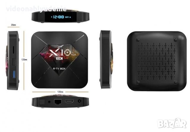 R-TV BOX X10 Plus 4 GB RAM 32/64 GB ROM Android9 3D 6K WiFi Mali T720 Cortex-A53x2GHz Медиа Плеър, снимка 3 - Плейъри, домашно кино, прожектори - 25543056
