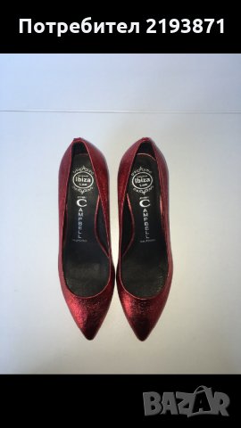 Кожени с ефект блясък червени обувки Jeffrey Campbell номер 39, снимка 6 - Дамски обувки на ток - 24329233
