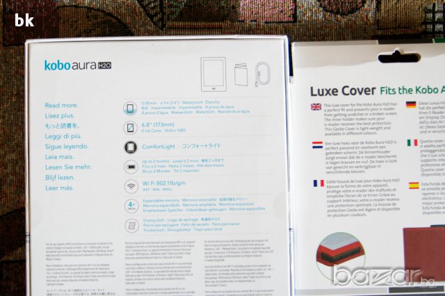Kobo Aura H2O електронна книга в комплект със стилен калъф, снимка 3 - Електронни четци - 16098712