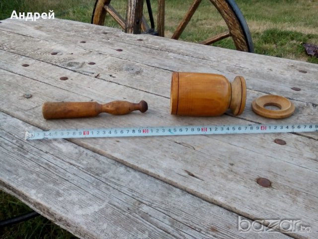 Старо дървено Хаванче комплект, снимка 5 - Антикварни и старинни предмети - 16485254