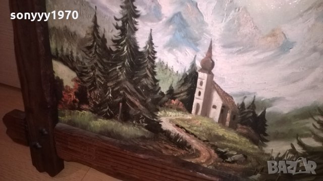 картина-57х47см-гора/планини-с дървена рамка-внос германия, снимка 6 - Антикварни и старинни предмети - 25978031