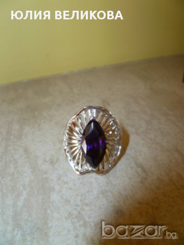 Сребърен пръстен с аметист 7, снимка 2 - Пръстени - 17850866