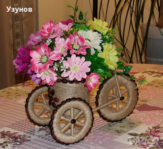 Декоративно колело триколка, велосипед с цветя за декорация, декор, украса за дома, снимка 6 - Декорация за дома - 22786655