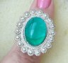 Винтидж / Рядка находка / Сребърен пръстен с кабошон емералд  / Антика / берковски ръчен филигран!  , снимка 5