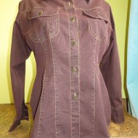 Дънкова риза-яке, S-M, кафява, снимка 1 - Ризи - 21513594