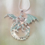 Посребрен гердан дракон нов наличен, снимка 5 - Колиета, медальони, синджири - 9319774