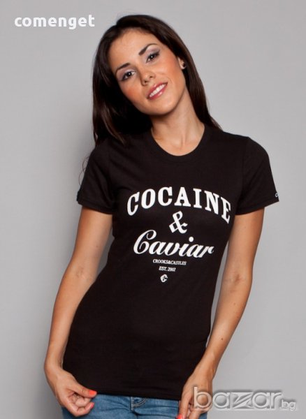 ТОП МОДЕЛ! Дамска тениска с COCAINE & CAVIAR принт! Поръчай модел С ТВОЯ идея!, снимка 1
