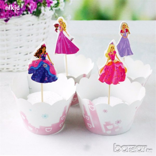 12 бр Барби топери и кошнички украса декорация за мъфини кексчета торта и парти, снимка 1