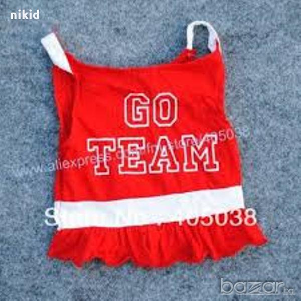 кучешка рокля рокличка дреха червена с надпис go team , снимка 1