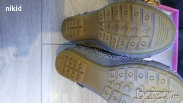 Балеринки детски обувки сива кожа с тока и камъчета, снимка 4 - Детски сандали и чехли - 20273344