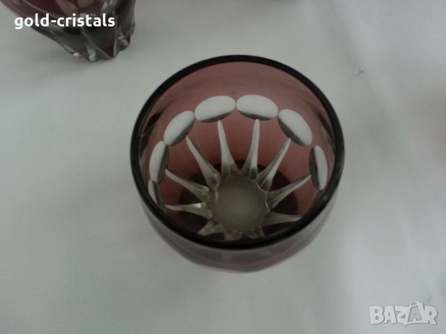 Ретро стъклени чаши с гарафа цветно стъкло , снимка 13 - Антикварни и старинни предмети - 25525942