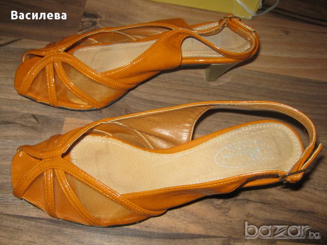 Елегантни оранжеви обувки 38 номер, снимка 3 - Дамски обувки на ток - 15305575