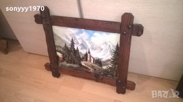 картина-57х47см-гора/планини-с дървена рамка-внос германия, снимка 5 - Антикварни и старинни предмети - 25978031