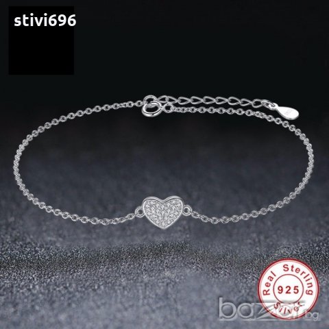 Гривна сърце S925 стерлинг. , снимка 2 - Гривни - 19610173