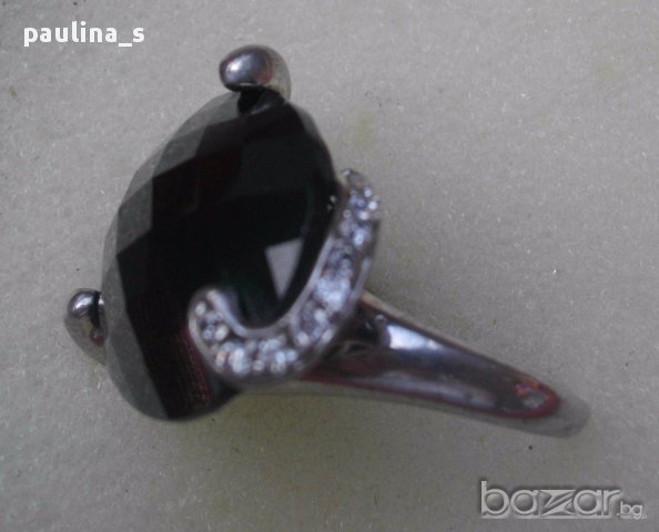 Масивен сребърен пръстен с черен шпинел / проба 925, снимка 3 - Пръстени - 15727690